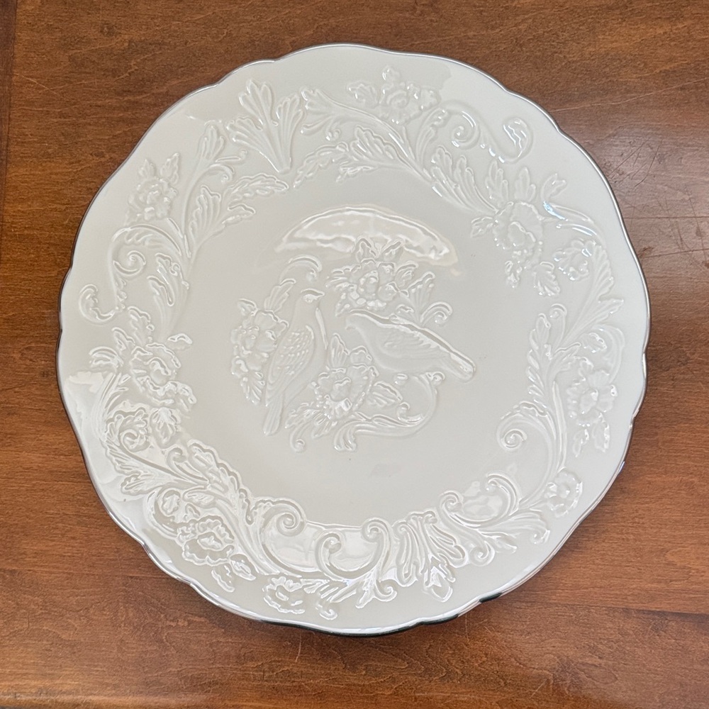Elegant White Embossed Dinner Plate